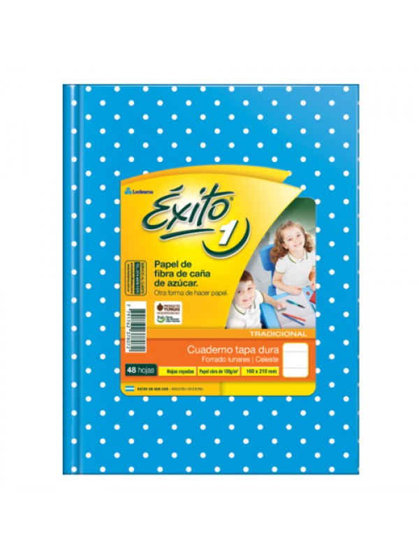 CUADERNO EXITO TAPA DURA x48 HOJAS LUNARES CELESTE