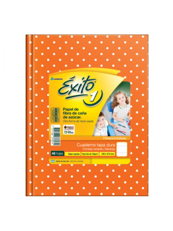 CUADERNO EXITO TAPA DURA x48 HOJAS LUNARES NARANJA