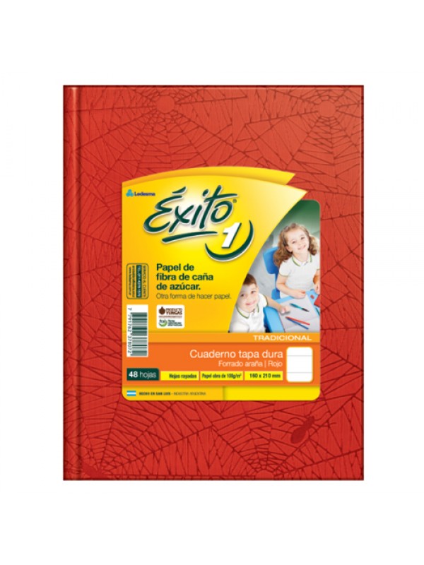 CUADERNO TAPA DURA FORRADO EXITO x48 HOJAS ROJO