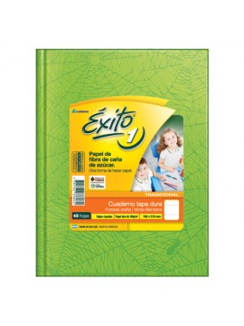 CUADERNO TAPA DURA FORRADO EXITO x48 HOJAS VERDE MANZANA