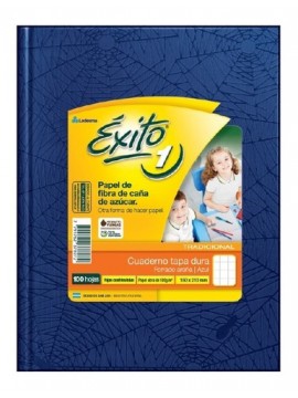 CUADERNO TAPA DURA FORRADO EXITO x100 HOJAS AZUL CUADRICULADO