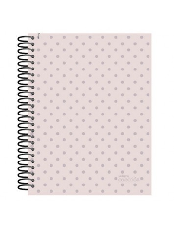 CUADERNO CON ESPIRAL 16x21 LUNARES METALIZADO x84 HOJAS