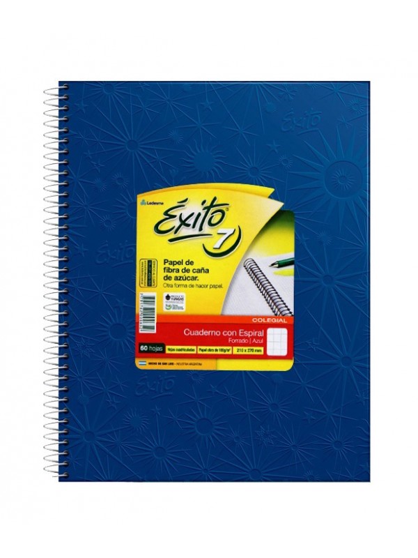 CUADERNO COLEGIAL ESPIRALADO 21x27 x60 HOJAS AZUL