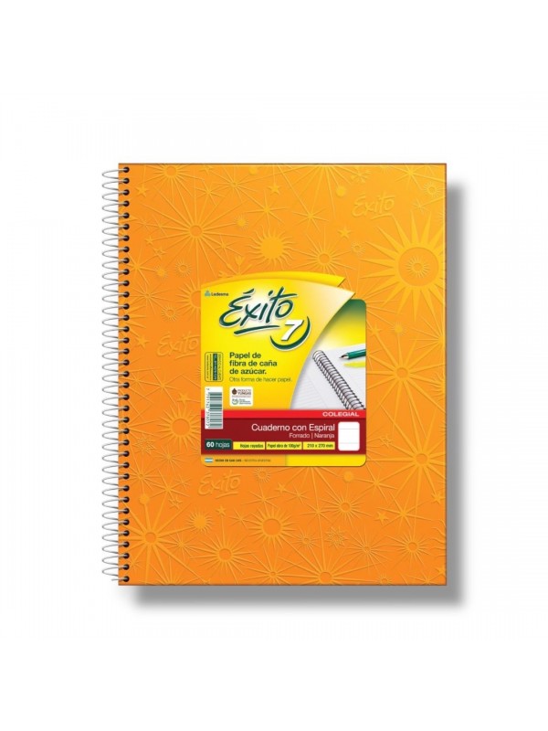 CUADERNO COLEGIAL ESPIRALADO 21x27 x60 HOJAS NARANJA