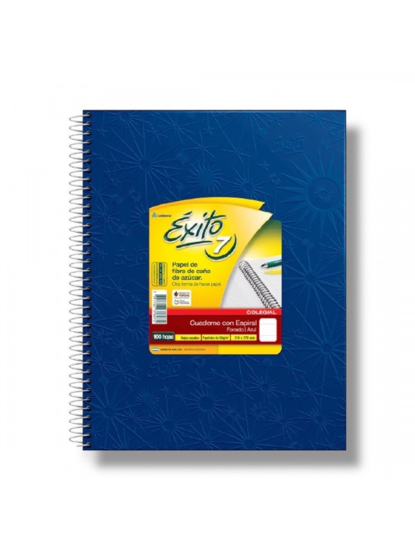 CUADERNO COLEGIAL ESPIRALADO 21x27 x100 HOJAS AZUL