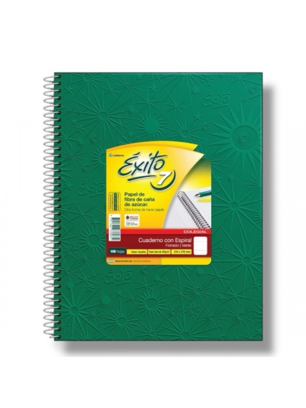 CUADERNO COLEGIAL ESPIRALADO 21x27 x100 HOJAS VERDE
