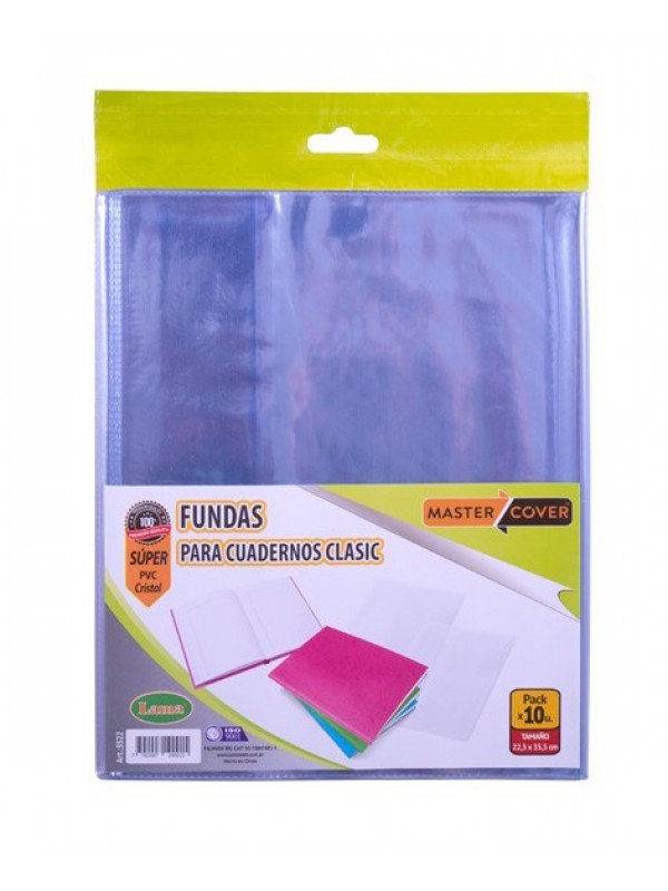 x10 FUNDA PVC PARA CUADERNO 16x21