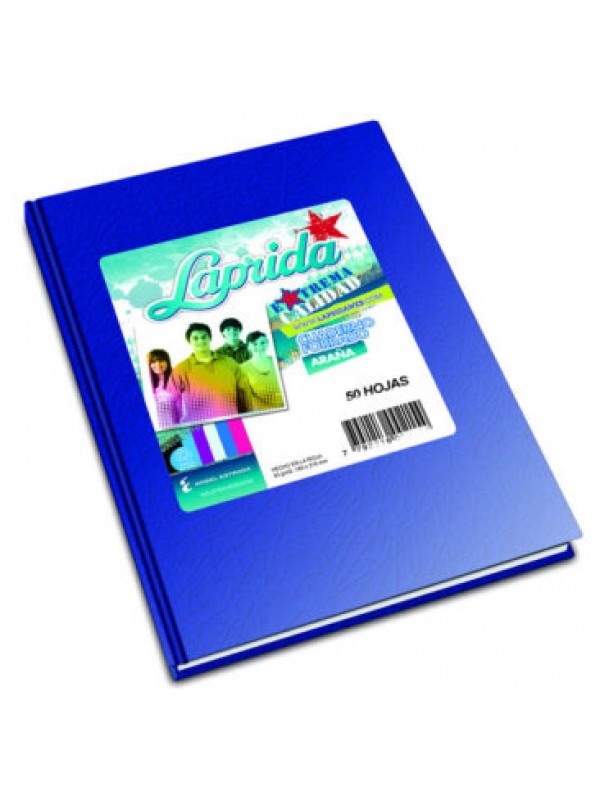 CUADERNO FORRADO LAPRIDA x50 HOJAS AZUL CUADRICULADO