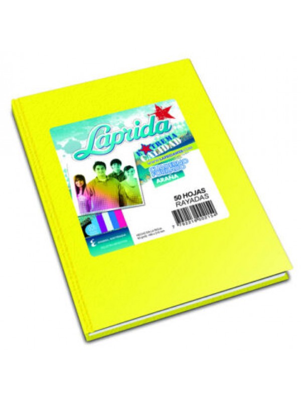 CUADERNO FORRADO LAPRIDA x50 HOJAS AMARILLO RAYADO