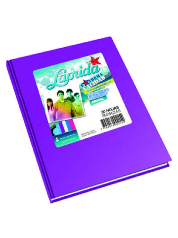 CUADERNO FORRADO LAPRIDA x50 HOJAS LILA RAYADO