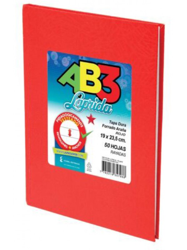 CUADERNO FORRADO LAPRIDA 19x23 x50 HOJAS ROJO RAYADO