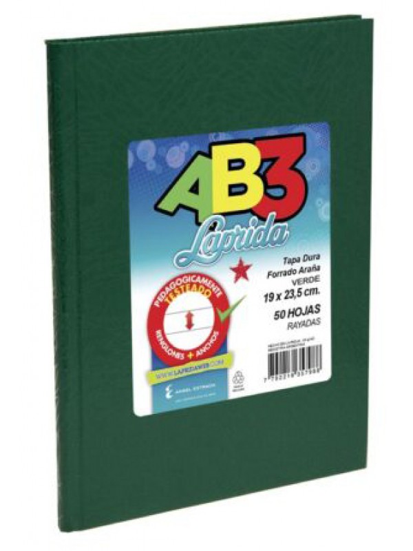 CUADERNO FORRADO LAPRIDA 19x23 x50 HOJAS VERDE RAYADO