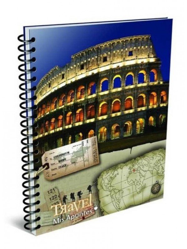 CUADERNO UNIVERSITARIO 29,7 TAPA FLEXIBLE MIS APUNTES TRAVEL ESPIRALADO x150 HOJAS RAYADO