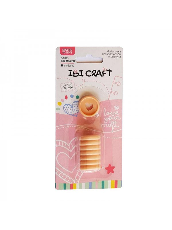 DISCOS EXPANDIBLES 24MM CORAZON DURAZNO x8 IBI CRAFT