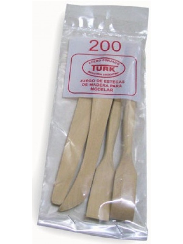 JUEGO ESTECAS MADERA 20 cm x 4 PIEZAS