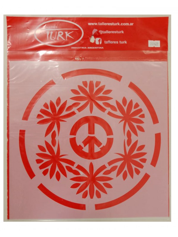 STENCIL 28x28 cm MANDALA HOJA Y PAZ