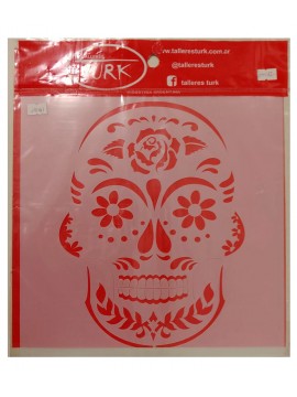 STENCIL 28x28 CM MANDALA CALAVERA OJO FLOR