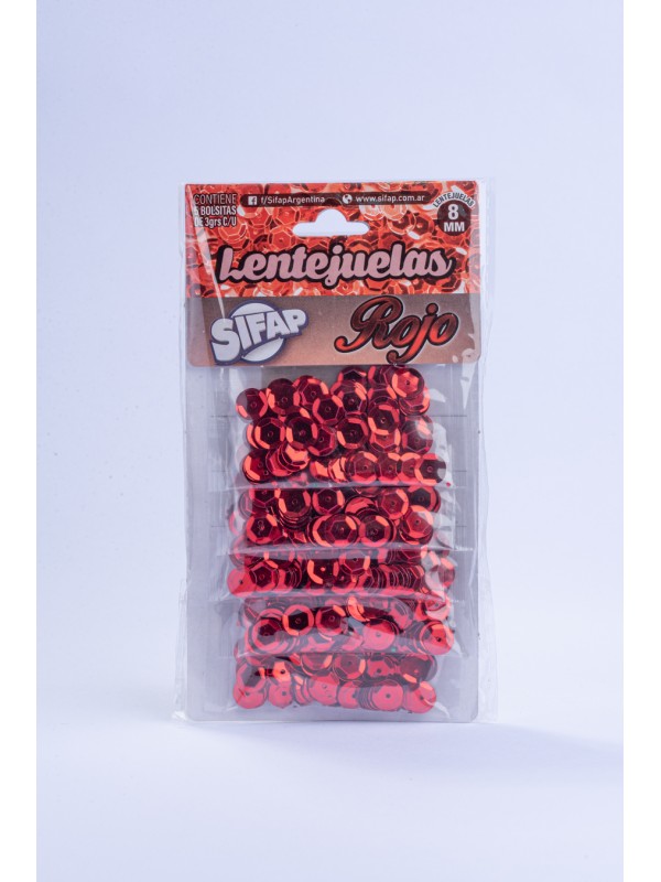 x25 (5x5) LENTEJUELAS ROJO 3 gr