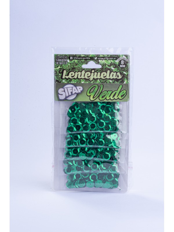 x25 (5x5) LENTEJUELAS VERDE 3 gr