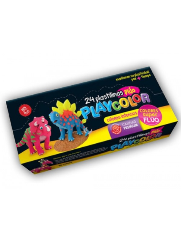 PLASTILINA PLAYCOLOR FLUO SURTIDA x24