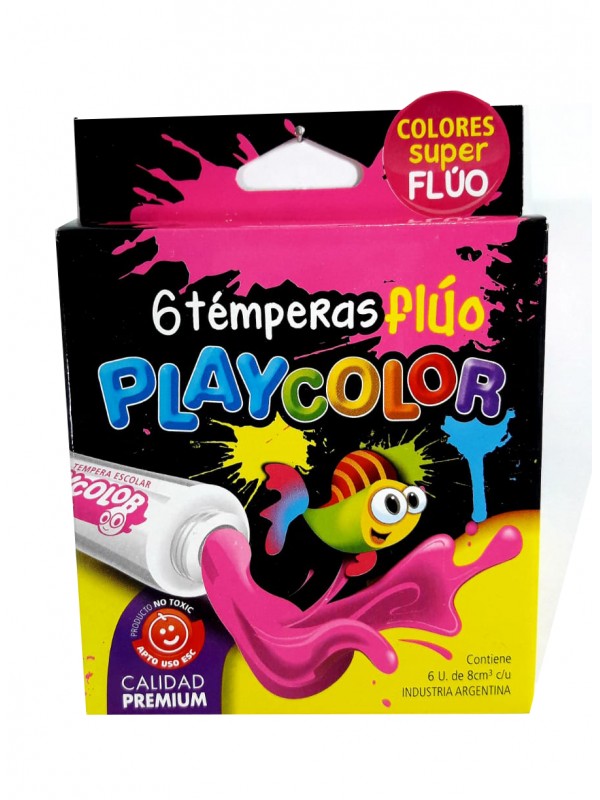 TEMPERA POMO PLAYCOLOR 8 CC x6 FLUO SURTIDA