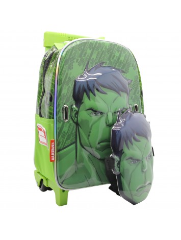 SP105 MOCHILA 12" CON CARRO AVENGERS HULK CON MASCARA