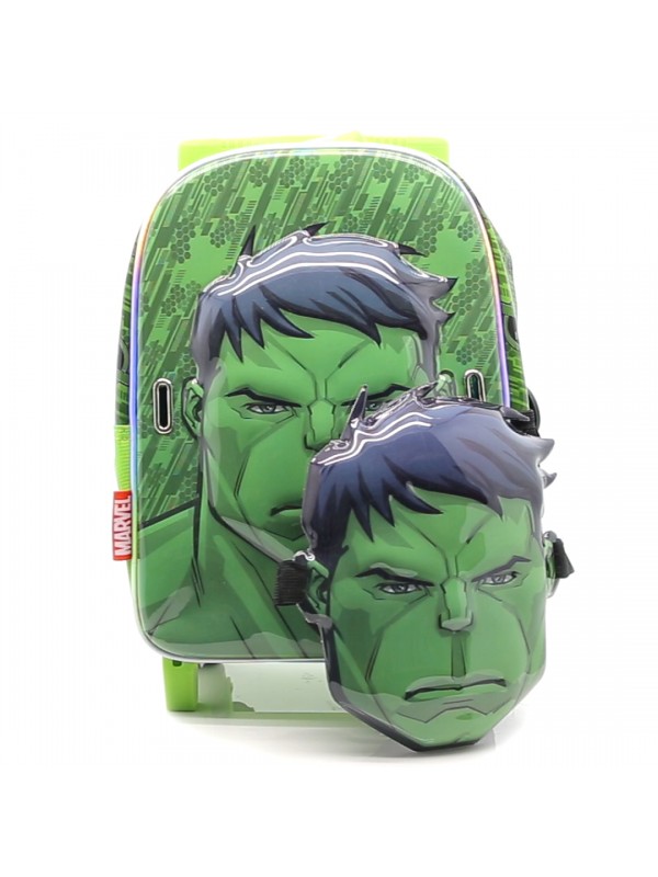 SP105 MOCHILA 12" CON CARRO AVENGERS HULK CON MASCARA