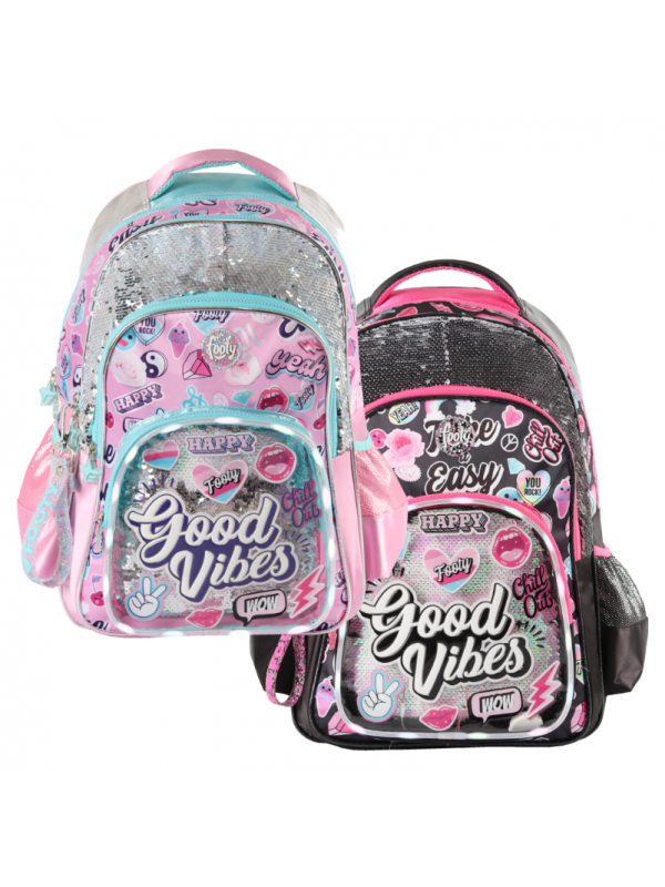 F2123 MOCHILA 18" ESPALDA GOOD VIBES CON LUZ FOOTY
