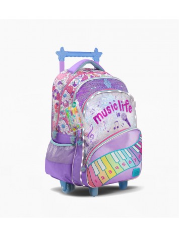 F26411 MOCHILA 18" CON CARRO FOOTY CON LUZ MUSIC LIFE