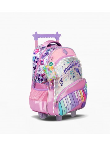 F26411 MOCHILA 18" CON CARRO FOOTY CON LUZ MUSIC LIFE