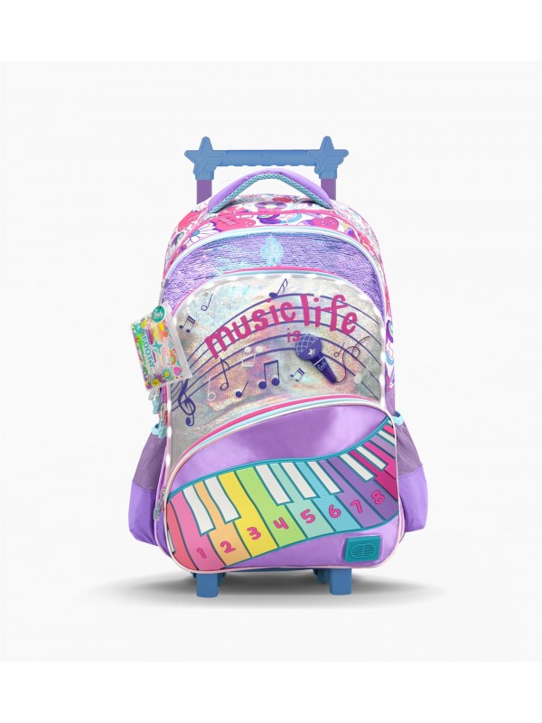 F26411 MOCHILA 18" CON CARRO FOOTY CON LUZ MUSIC LIFE