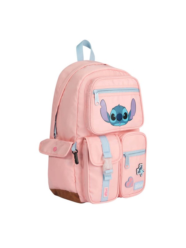 MOCHILA 18 ESPALDA STITCH PINK MOOVING