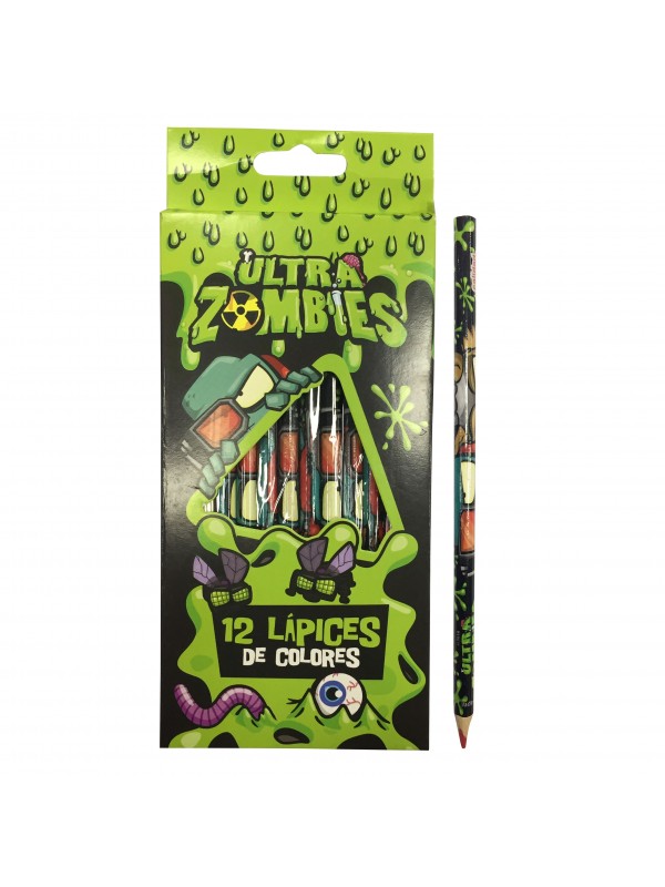 LAPICES DE COLORES ZOMBIE x12 LARGOS