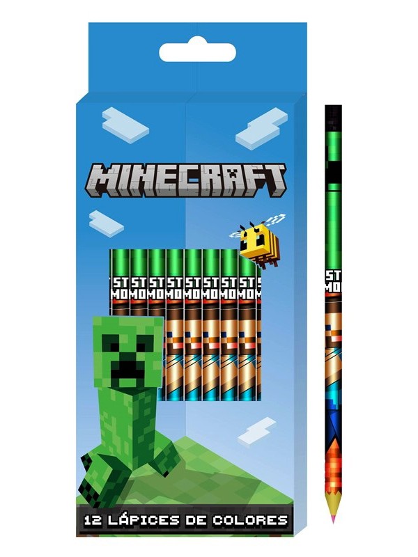 LAPICES DE COLORES MINECRAFT x12 LARGOS