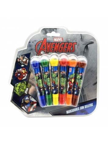 MARCADOR CON SELLO AVENGERS x6