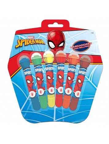 MARCADOR CON SELLO SPIDERMAN x6