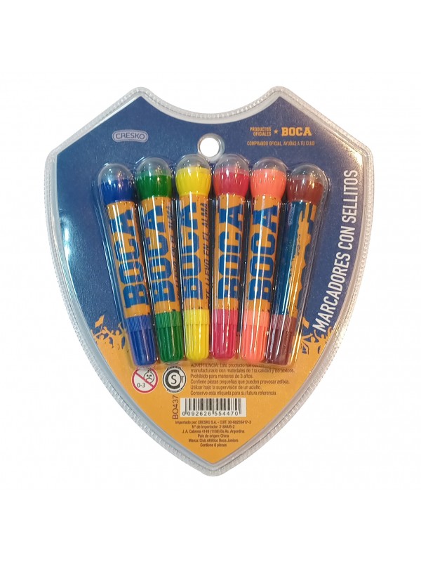 MARCADOR CON SELLO BOCA x6