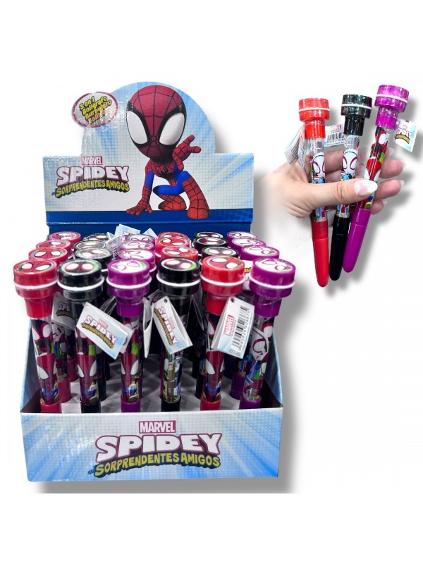 BOLIGRAFO CON SELLO Y BURBUJERO SPIDEY x24