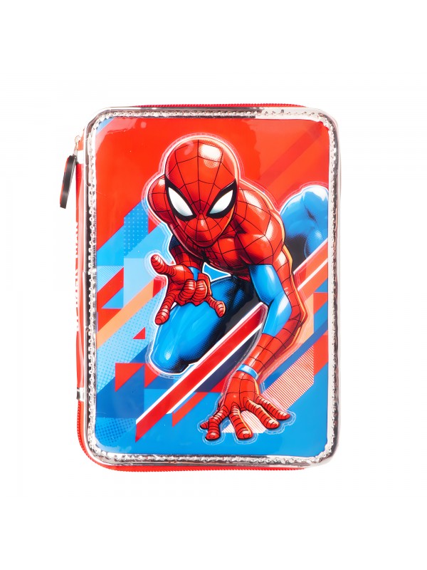 CARTUCHERA PVC CON UTILES 1 PISO SPIDERMAN
