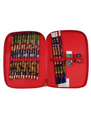 CARTUCHERA 2 PISOS CON UTILES AVENGERS