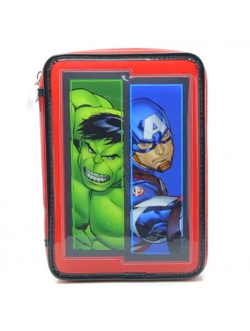 CARTUCHERA 2 PISOS CON UTILES AVENGERS