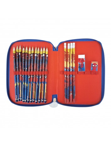 CARTUCHERA 2 PISOS CON UTILES SPIDERMAN