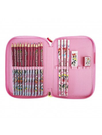 CARTUCHERA 2 PISOS CON UTILES SUPERPODEROSAS