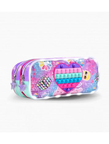 CARTUCHERA TUBO FOOTY CON LED POP IT CORAZON