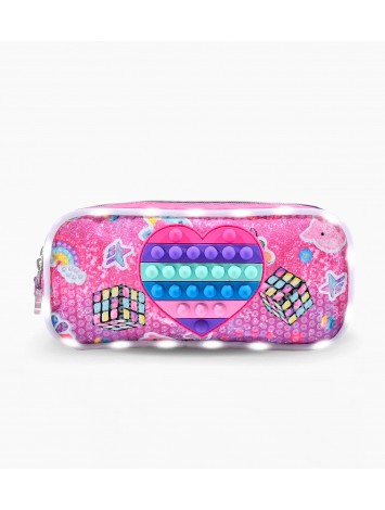 CARTUCHERA TUBO FOOTY CON LED POP IT CORAZON