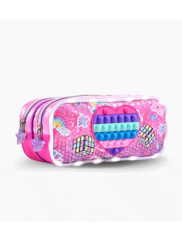 CARTUCHERA TUBO FOOTY CON LED POP IT CORAZON