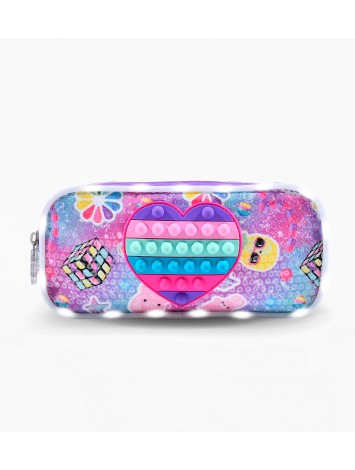 CARTUCHERA TUBO FOOTY CON LED POP IT CORAZON