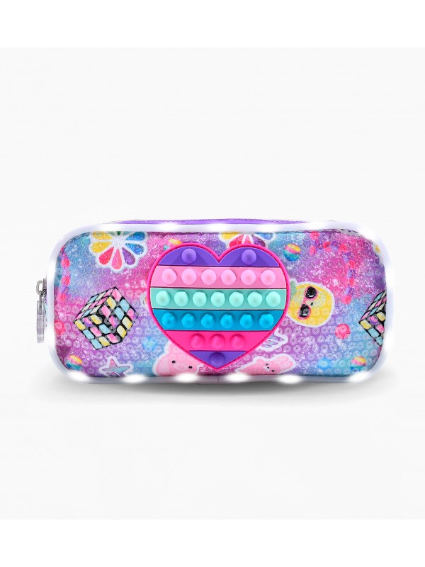 CARTUCHERA TUBO FOOTY CON LED POP IT CORAZON
