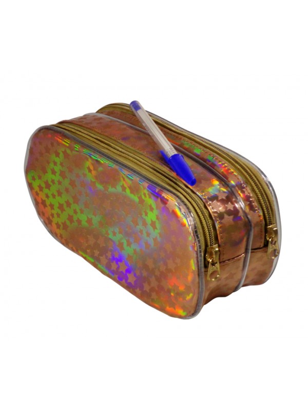 CARTUCHERA TRENDY 2 CIERRES HOLOGRAFICA