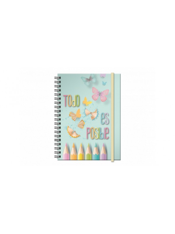 CUADERNO BITACORA A5 AUGRAF CON ESPIRAL MARIPOSA